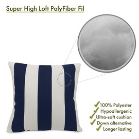 Majestic Home Goods 85907220822 Vertical Stripe Indoor/Outdoor Pillow, 20" x 8" x 20", Navy Blue