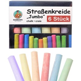 G&M Street Chalk Colouring Chalk Children's Chalk Colourful Approx. 10 cm Jumbo Large Set of 6 Party Bags