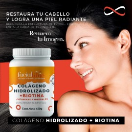 Kit 2 Colágeno Hidrolizado Más Biotina 450g C/u Sabor Natural - Facial Time