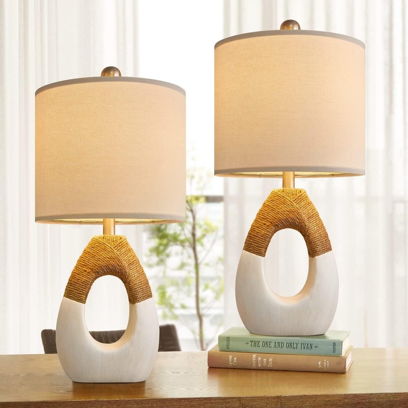 OYEARS Boho Table Lamps Bedroom Living Room Set 2 Small