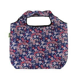 ECO CHIC Foldable Reusable Large Recycled Grocery Bags Lightweight Shopping Tote Bags with Storage Pouch (Paisley)