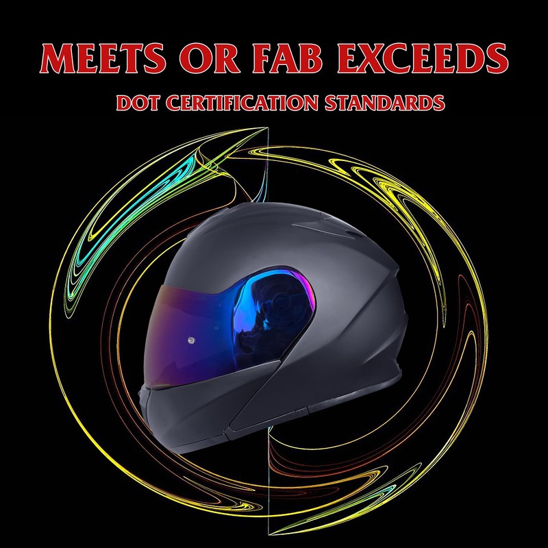 KRN Adult Motorcycle Modular Flip-up Helmet - DOT Approved Street
