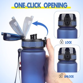 HASAGEI Water Bottle 1L Sports Water Bottle Leak-proof Drinking Bottle Dishwasher Safe BPA Free Sports Bottle with Capacity Scale for Bicycle, Outdoor, School, Gym (Darkblue) (SH0006)