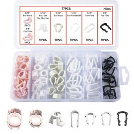 77PCS Fuel Line Clips, Fuel Line Retaining Clip Assortment, 7 Sizes Nylon Car Clips Replacement Kit for 3/8" 5/16" Hose Pipe, Transmission & Refrigerant Line Clip, Compatible with Ford GM Chrysler