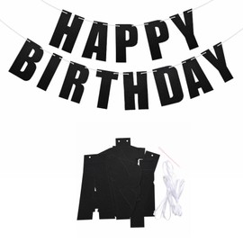 Shiny Black Happy Birthday Banner Birthday Banner for Black Party Decorations Kid Birthday Supplies for Women Men Birthday Party