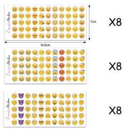 WUSANNA 24 Sheets Emoji Sticker Smiley Smiley Sticker Small Kids Notebook Decoration Emoticon Sticker Stamp Cartoon Printer Paper Inspirational Stickers Reward Stickers