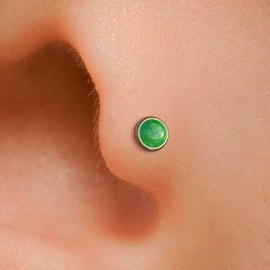 Nose Studs For Women Gold Nose stud 14K Gold Filled Stud For The Nose (Gold, Green Opal)