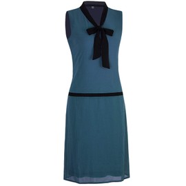 Vijiv Womens 1920s Inspired Flapper Dress High Tea V Neck Bowknot Roaring 20s Fashion Great Gatsby Dress Navy Blue Medium