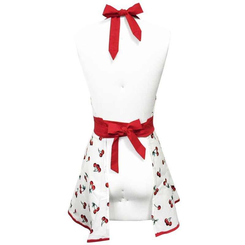 Bowbear 50’s Vintage Retro Kitchen Apron for Women, Cherries, O/S