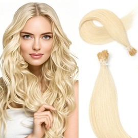 Boymia Extensiones De Cabello Humano Con Punta En I, Rubio Dorado, 16 Pulgadas, 50 Hebras