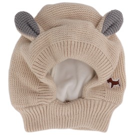 Knitted Rabbits Ear Pet Hat Noise Protection Warm Dog Grooming Earmuffs Hat for Large DogsBeige