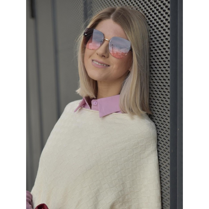 styleBREAKER 09020145 Women's Frameless Sunglasses with Tinted Rectangular Polycarbonate Lenses,