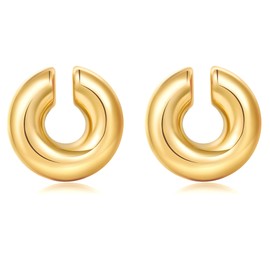 Chunky Ear Cuff Earrings for Women Non Piercing Ear Clip Earrings 14K Gold Ear Cuff
