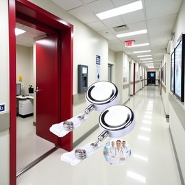 2Pcs Silver Badge Reels Retractable Badge Holders Badge Alligator Clip Heavy Duty Badge Reels with Metal Cord for Nurses and Professionals Identification Badges