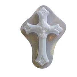 Fleur De Lis Cross Plastic Craft Mold to use with Concrete or Cement to make plaques 7212