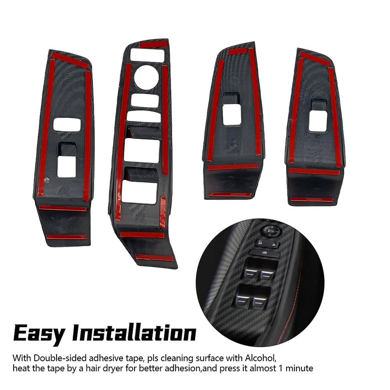SIIMOO Carbon Fiber Style Window Lift Switch Panel Cover Trim