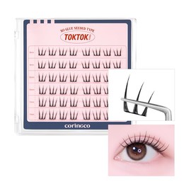 CORINGCO Toktok Hara Light Self Adhesive False Eyelashes, Natural Look, No Glue Needed, Assorted Set of 9/10/11mm, Reusable Lash Clusters Kbeauty - Muse