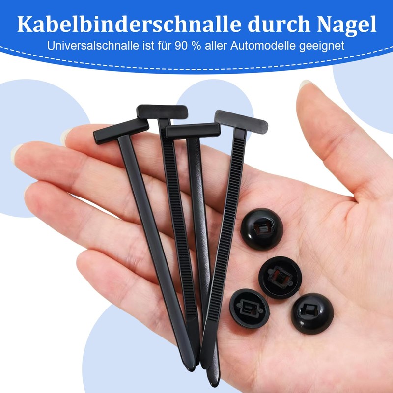 Pack of 100 Universal Cable Tie Buckle, Nylon Cable Ties,