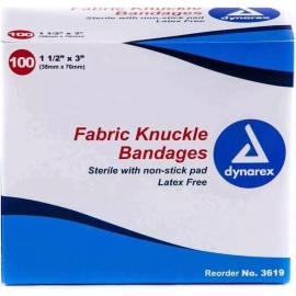 DYNAREX 3619 Knuckle Bandage,3" L X 1-1/2" W, Box of 100