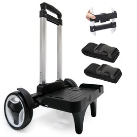 Backpack Trolley Cart with Stair-Climbing Wheels – Foldable Aluminum Frame, Adjustable Handle and 77 lbs Capacity – Quiet Large Wheels with Edge Guard – Black – Fits Travel Bags, Book Bags, Shopping