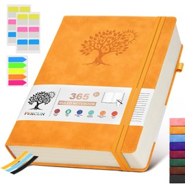 PERCUN A4 Lined Journal Notebook，365 Page Large Leather Journals for Writing Women Men，Hardcover Notebook with 100Gsm Thick Pages for Travel，Work，School，College Ruled, Daily Diary (8.5" x 11.4")