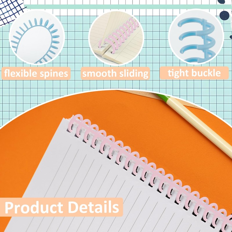 ElevateTech 10pcs Binding Combs Spiral Binding Coils Plastic Journal Spiral