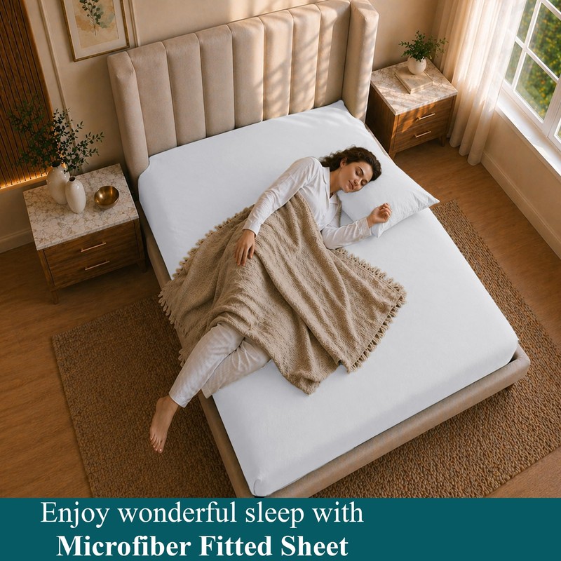 Moonlight Bedding Super King Fitted Sheet White - Premium 25cm