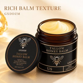 Bálsamo de Sebo y Miel con Aceite de Oliva, 60 g Textura dorada con sebo de res, aceite de oliva, aceites esenciales y miel cruda en un frasco compacto de 60 g.