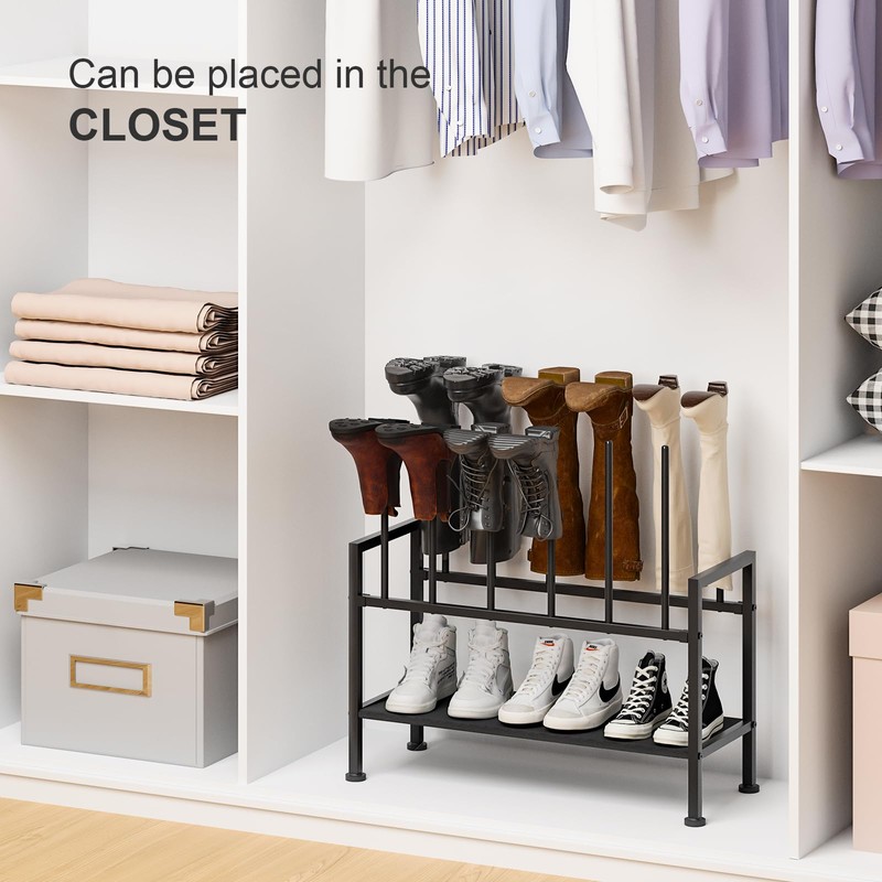 DIMJ Free Standing Shoe Racks - 3-Tier Boot Rack, Black