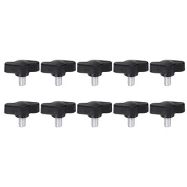 HARFINGTON 10pcs Tee Wing Knobs Thumb Screws M6 x 10mm Male Thread 27mm Plastic Head T Knobs Adjustable Handles Hand Clamping Knobs Grip Thumbscrew, Black