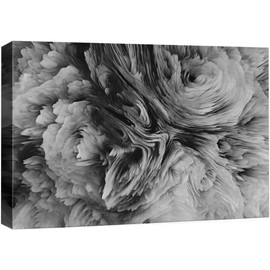 NWT Canvas Print Wall Art Dark 3D Textured Display Geometric Shapes Digital Art Modern Art Alternative Dramatic Duotone Black and White for Living Room, Bedroom, Office - 16"x24"