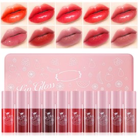 DAGEDA 10 Colors Lip Gloss Set, Watery Lip Makeup with Shimmer, Long Lasting,Highly Pigmented Lip Gloss,Mini Liquid Lipstick Set for Girl Women