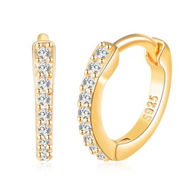 VIKILEE Women's Earrings 925 Sterling Silver Half Hoops with Diamonds and Zirconia Earring Clips Suitable for Gifts for Friends Girlfriends Hypoallergenic (Small Dimension), Silver