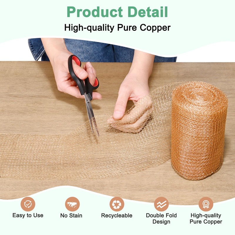 M METERXITY 1-Set Copper Mesh 5" x 20ft, Copper Wool