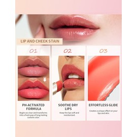 Erinde Bálsamo Labial que Cambia de Color PH, Pintalabios de Larga Duración que Cambia de Color con La Temperatura, Brillo Labial Hidratante Para el Cuidado Diario, uso Diario Para Mujeres,#03