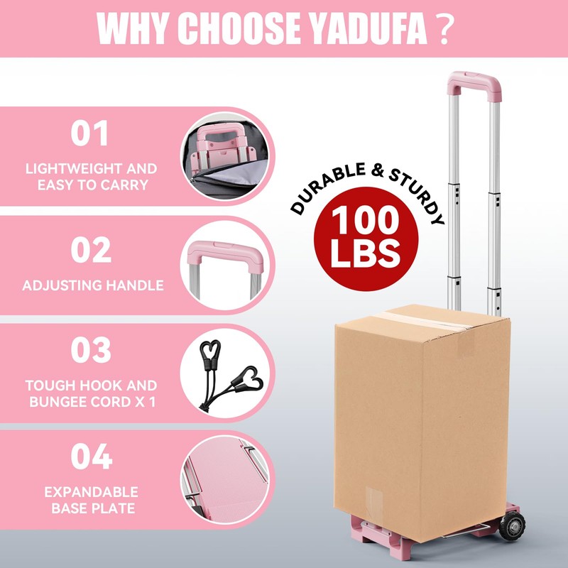 YADUFA Mini Small Folding Hand Truck Dolly with 2 Tank