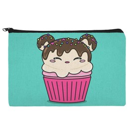 Cute Mouse Bear Ice Cream Cupcake with Sprinkles Makeup Cosmetic Bag Organizer Pouch