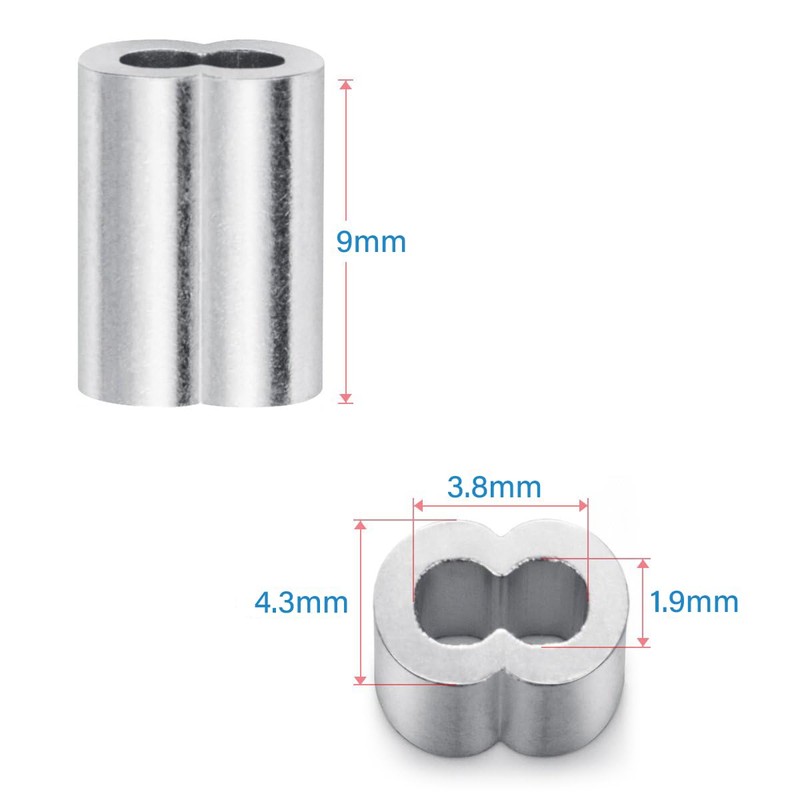 100pcs 1/16"(1.5mm) Aluminum Crimping Sleeves Loops, Cable Crimps Wire Ferrules,