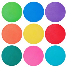 Vasolpryb Spot Markers 9 Inch 9 Pcs Non Slip Rubber Floor Markers Flat Field Cones Poly Dots for Classroom Dance Sports Soccer Basketball Speed Agility Training (9 Colors)