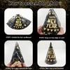 MEHOFOND New Years Eve Party Supplies, Black and Gold Happy