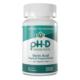 pH-D Feminine Health - 600 mg Boric Acid Suppositories - Woman Owned - for Vaginal Odor Use - 24 Count