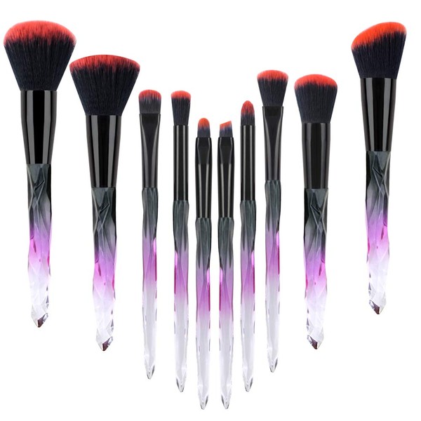 Crystal Makeup Brushes Black-purple