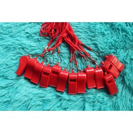 DYBADYSA 20 Pcs Red Plastic Loud Whistles with Lanyard for Referee Coaches Basketball Football Sports Training Game Event Lifeguard Survival Emergency Fun School Kids Tool Set Suppliers
