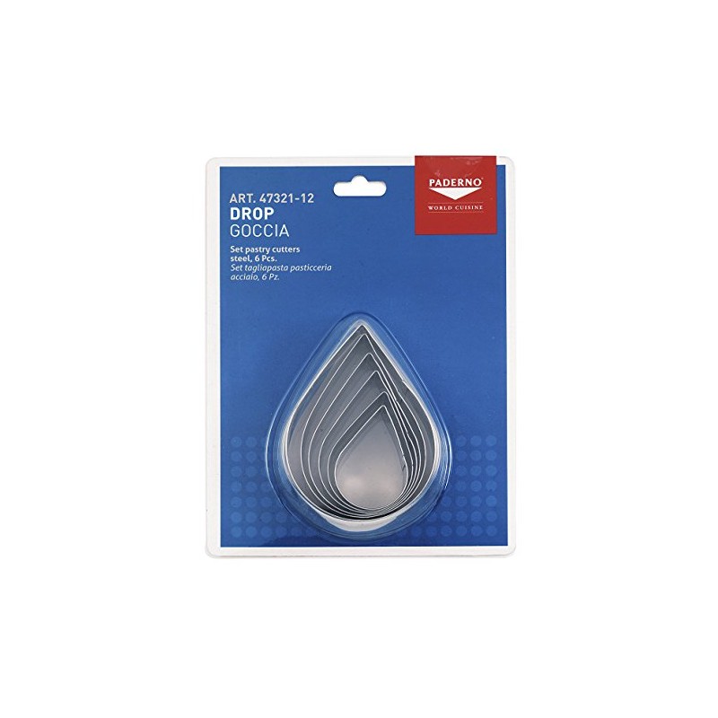 Paderno Stainless Steel Teardrop Cutters 6 Pieces