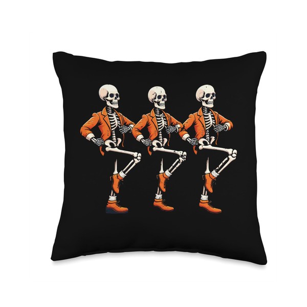 Cute Skeleton Ballerinas Irish Step Dance Halloween Tee Throw Pillow