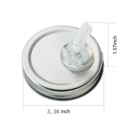 Wide Mouth Moonshine Lid,Mason Jar Pour Spout Lid fit 3.38 Inch Wide Mouth Glass Jar,No Rust Pouring Spout,Dust Proof Cover,Free Flow,NO JAR,QurHapzy (Silver)