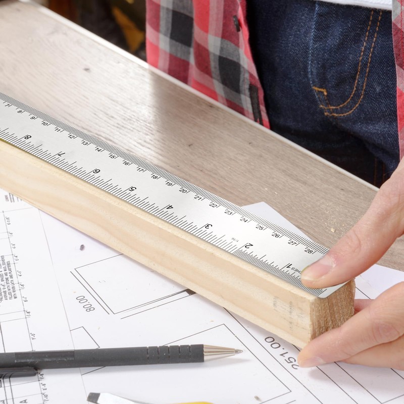 Metal Ruler 12 Inch 6 PCS Cork Backed Ruler Non