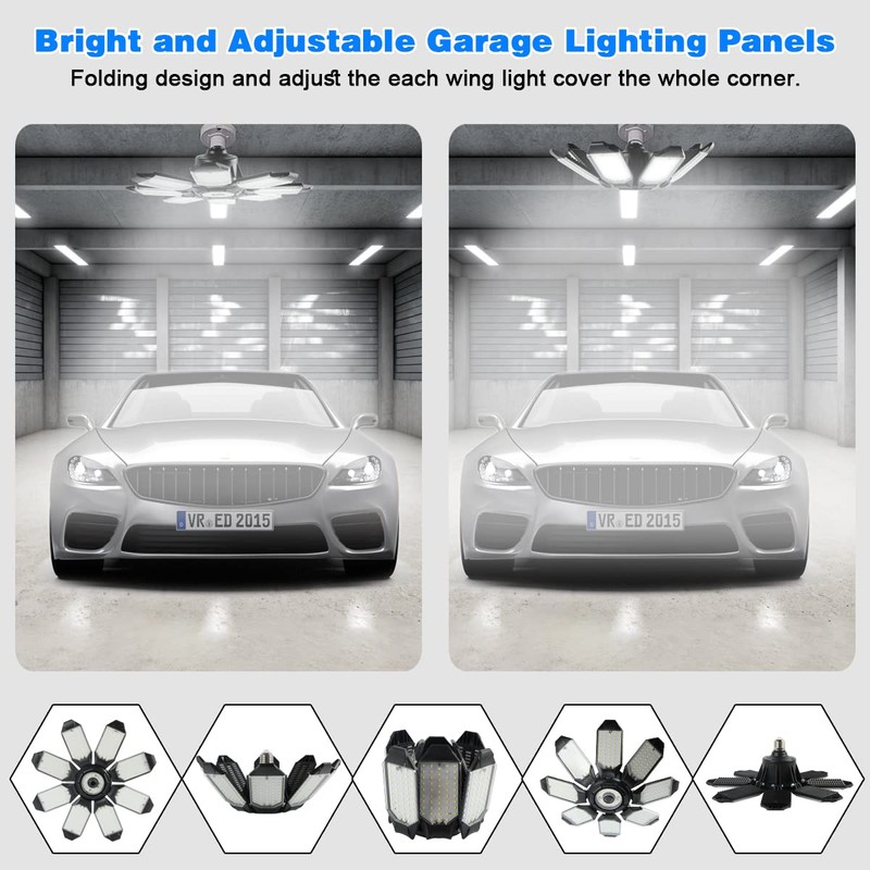 POLARPRA Garage Lights - 40000LM Super Bright Garage Lights Ceiling