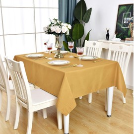 KAIPHO Gold Rectangle Tablecloth Waterproof Stain Resistant Wrinkle Free Table Cloth 210GSM Polyester Wipeable Table Cover for Party, Banquet, Indoor and Outdoor use-Rectangular/Oblong, 60 x 120 inch