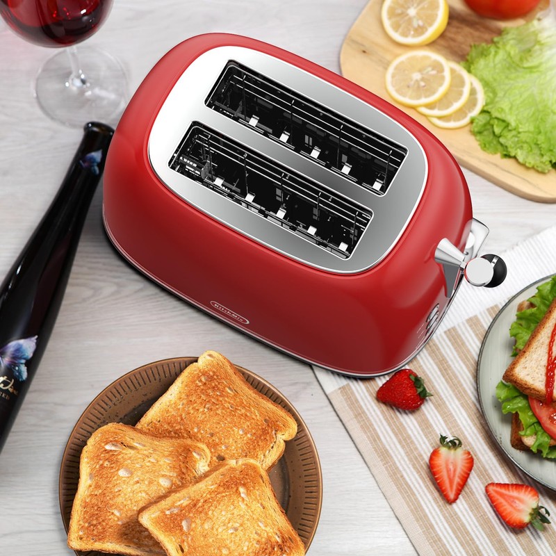 Toaster 2 slice,Retro Stainless Steel Toaster with 6 Settings, 1.5